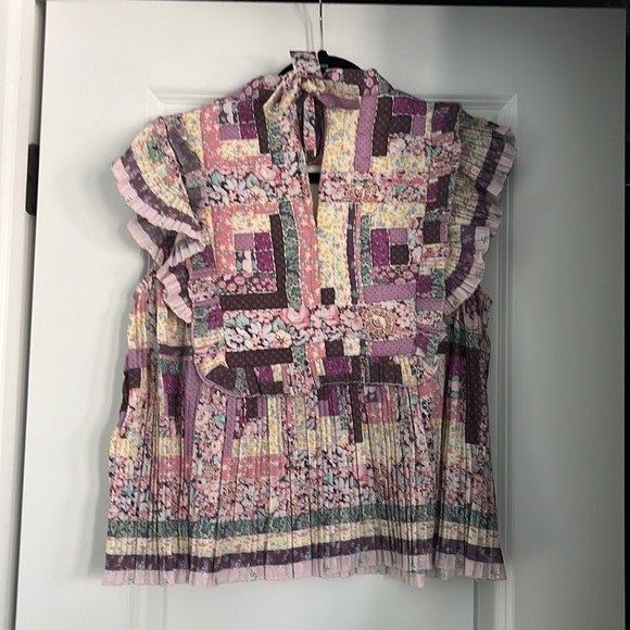 SEA Naya pleated quilted floral-print voile top - Picture 3 of 5